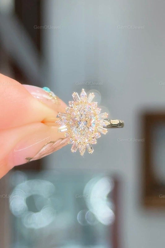 1CT Marquise Moissanite Diamond Engagement Ring, Bezel Set Marquise, Bezel Set Moissanite Ring, Marquise Solitaire Ring, Gift For Her