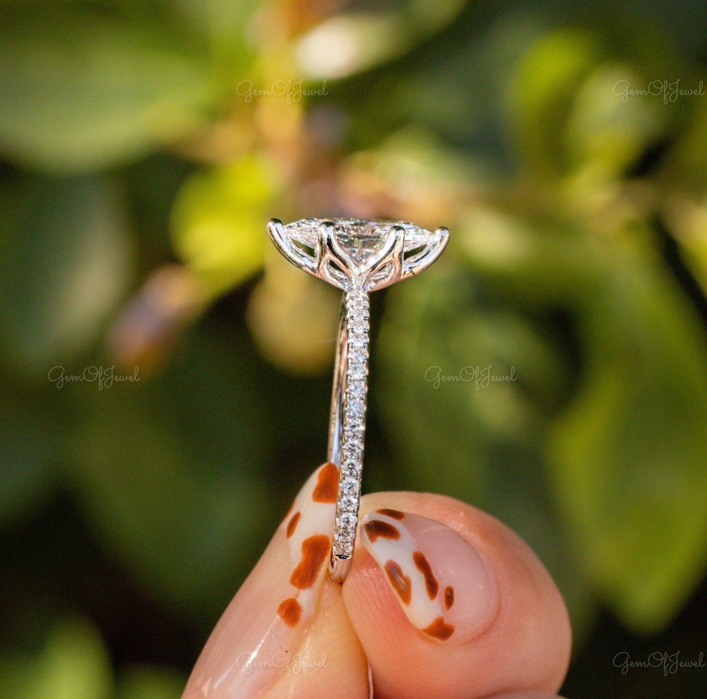 Marquise Moissanite Diamond Solitaire Solid Gold Ring With Petal Tulip Prong Diamond Ring, Tulip Prong Ring, Solitaire Marquise Diamond Ring