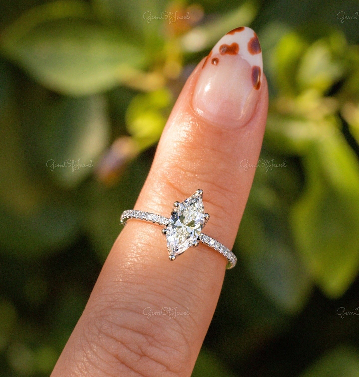 Marquise Moissanite Diamond Solitaire Solid Gold Ring With Petal Tulip Prong Diamond Ring, Tulip Prong Ring, Solitaire Marquise Diamond Ring