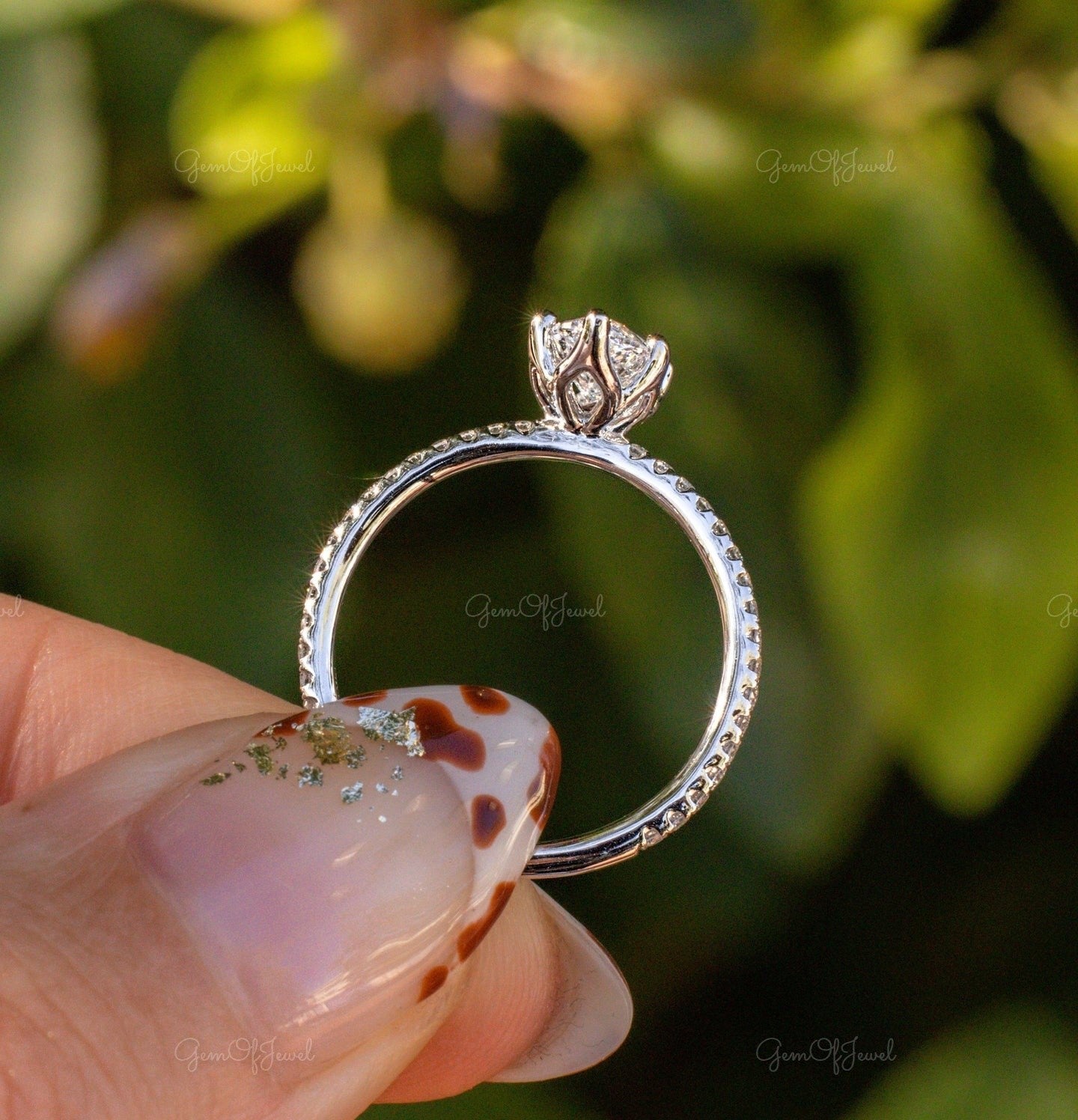 Marquise Moissanite Diamond Solitaire Solid Gold Ring With Petal Tulip Prong Diamond Ring, Tulip Prong Ring, Solitaire Marquise Diamond Ring