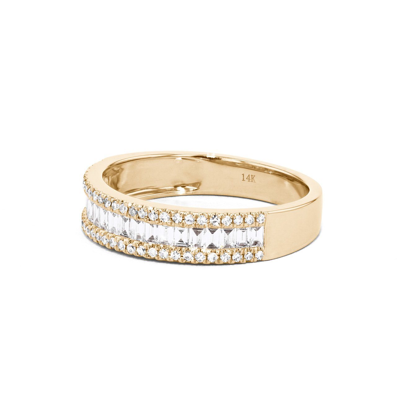 Baguette Diamond Band Moissanite Diamond Band Half Eternity With Round Moissanite Diamond Band For Her, Wedding band For Her , Wedding Band