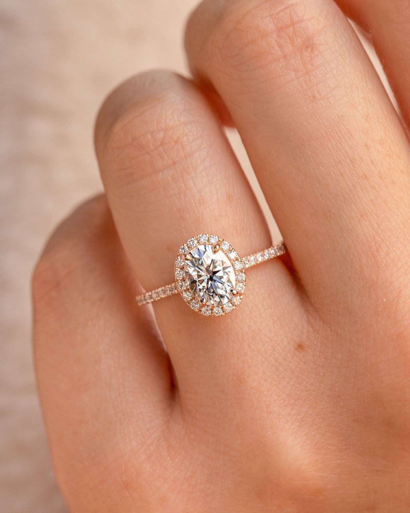 Oval Moissanite Diamond Engagement Ring Double Halo Solid Gold Ring Oval Diamond Ring , Oval Diamond Ring, Oval Double Halo Diamond Ring