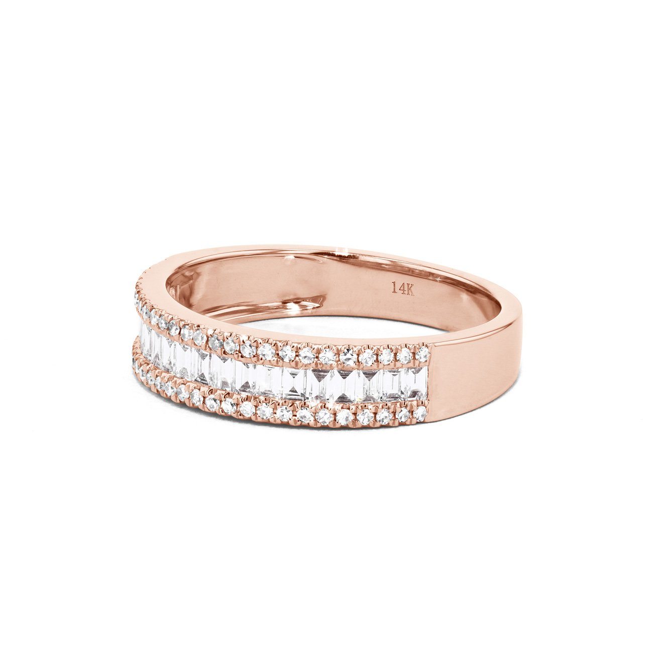 Baguette Diamond Band Moissanite Diamond Band Half Eternity With Round Moissanite Diamond Band For Her, Wedding band For Her , Wedding Band