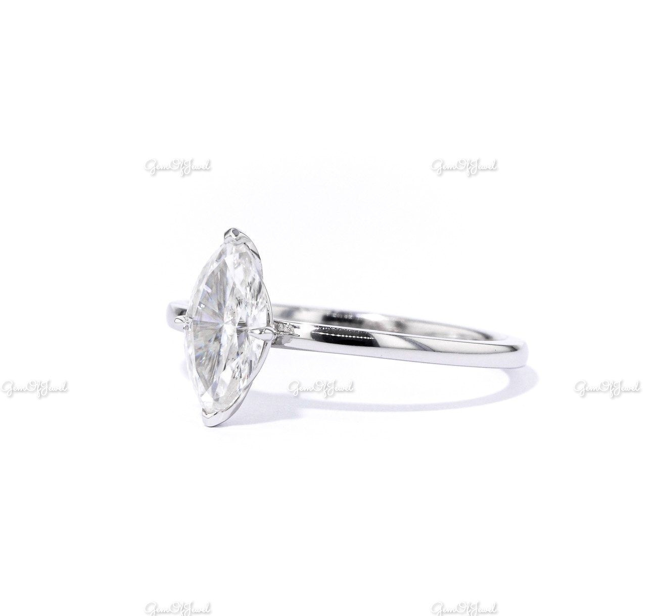 1ct Marquise Moissanite Diamond White Gold Solitaire Gold Ring Moissanite Engagement Ring or wedding Ring For Her, Marquise Moissanite Ring
