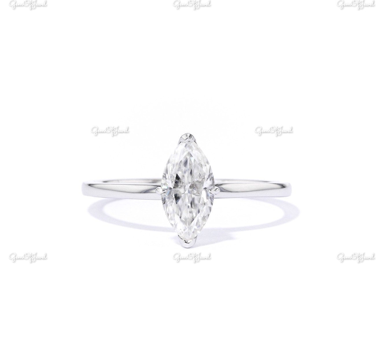 1ct Marquise Moissanite Diamond White Gold Solitaire Gold Ring Moissanite Engagement Ring or wedding Ring For Her, Marquise Moissanite Ring