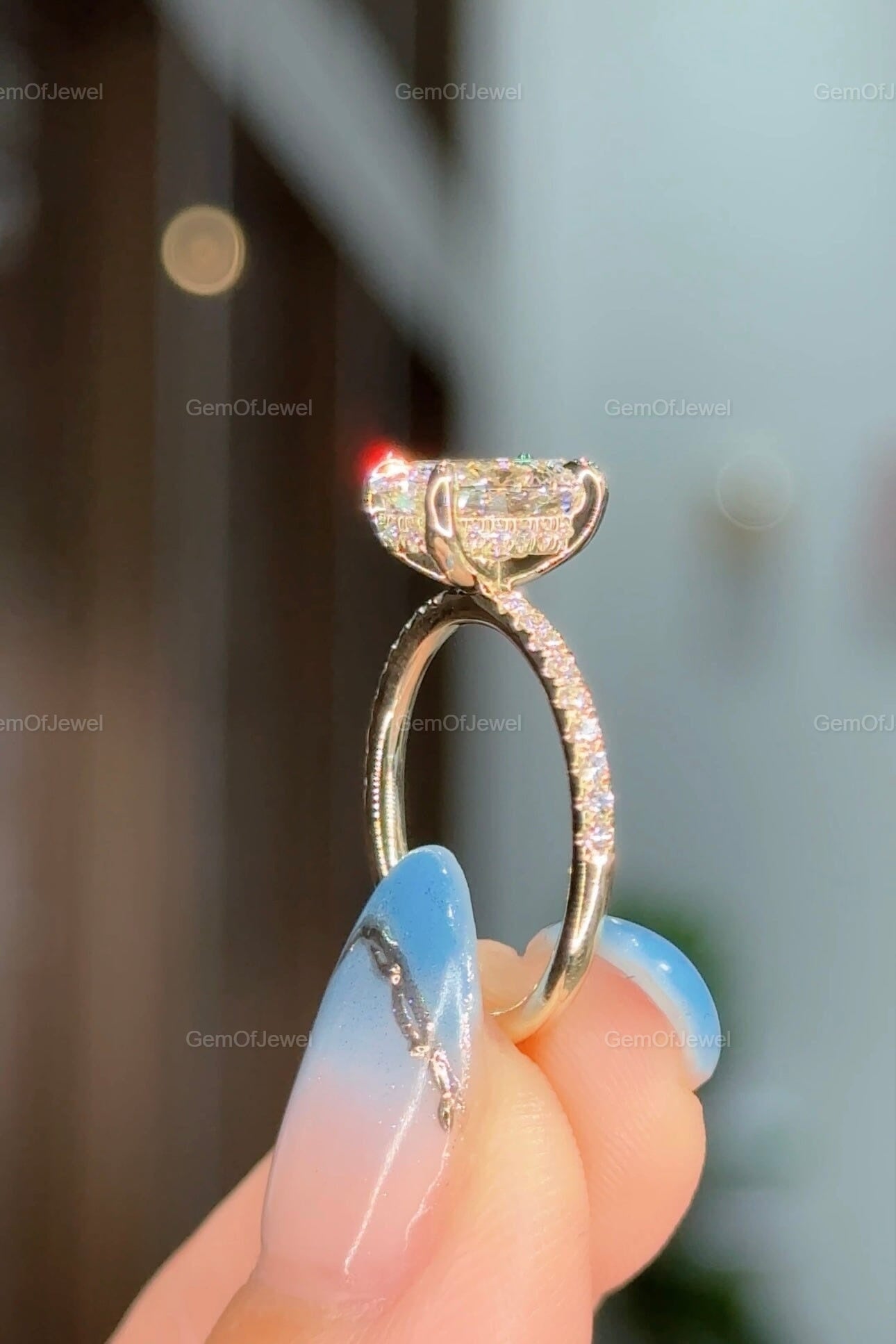 Oval Diamond Moissanite Ring With Halo And Pave Eternity Engagement Ring For Her, Oval Diamond Ring, Oval Moissanite Diamond Engagement Ring