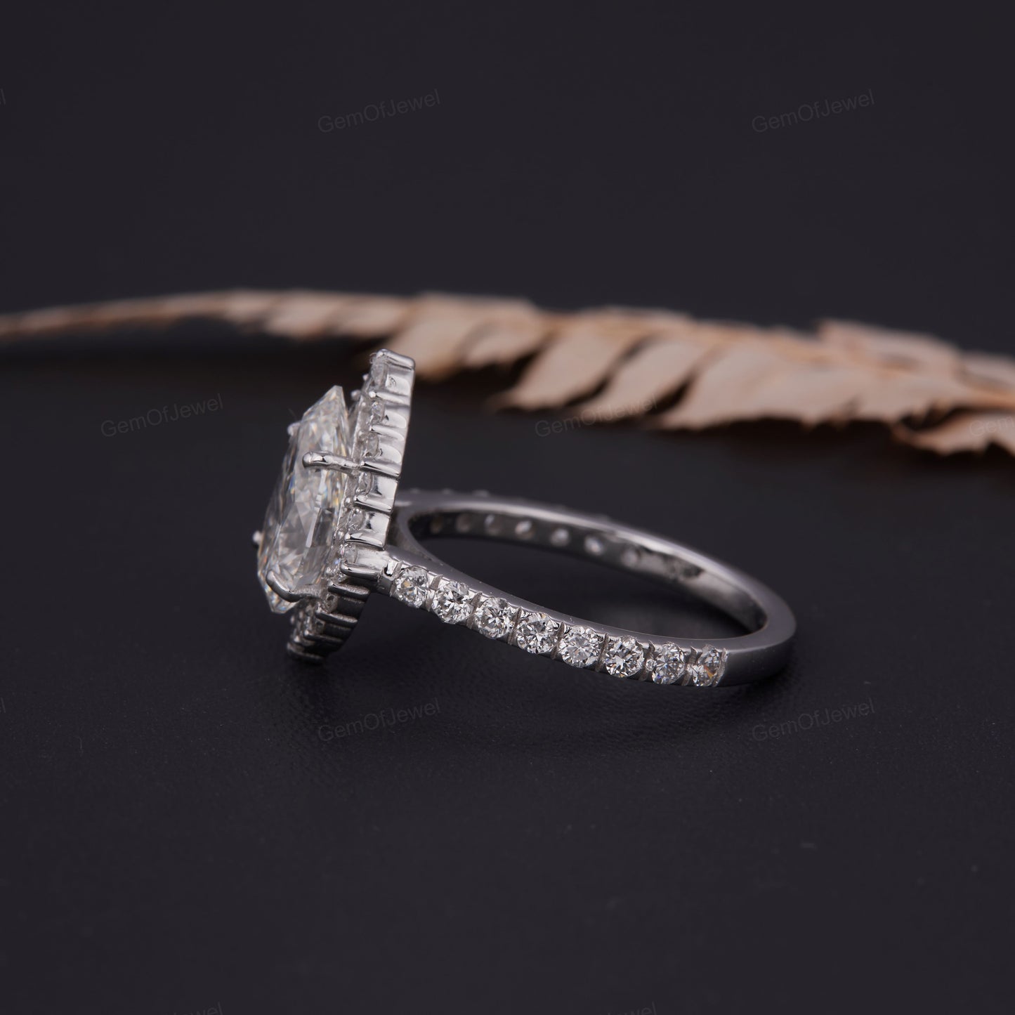 2.30 CT Pear Cut Moissanite Halo Engagement Ring, Pear Diamond Wedding Ring, Stacking Anniversary Ring for Her, Proposal Ring, 14k Gold Ring