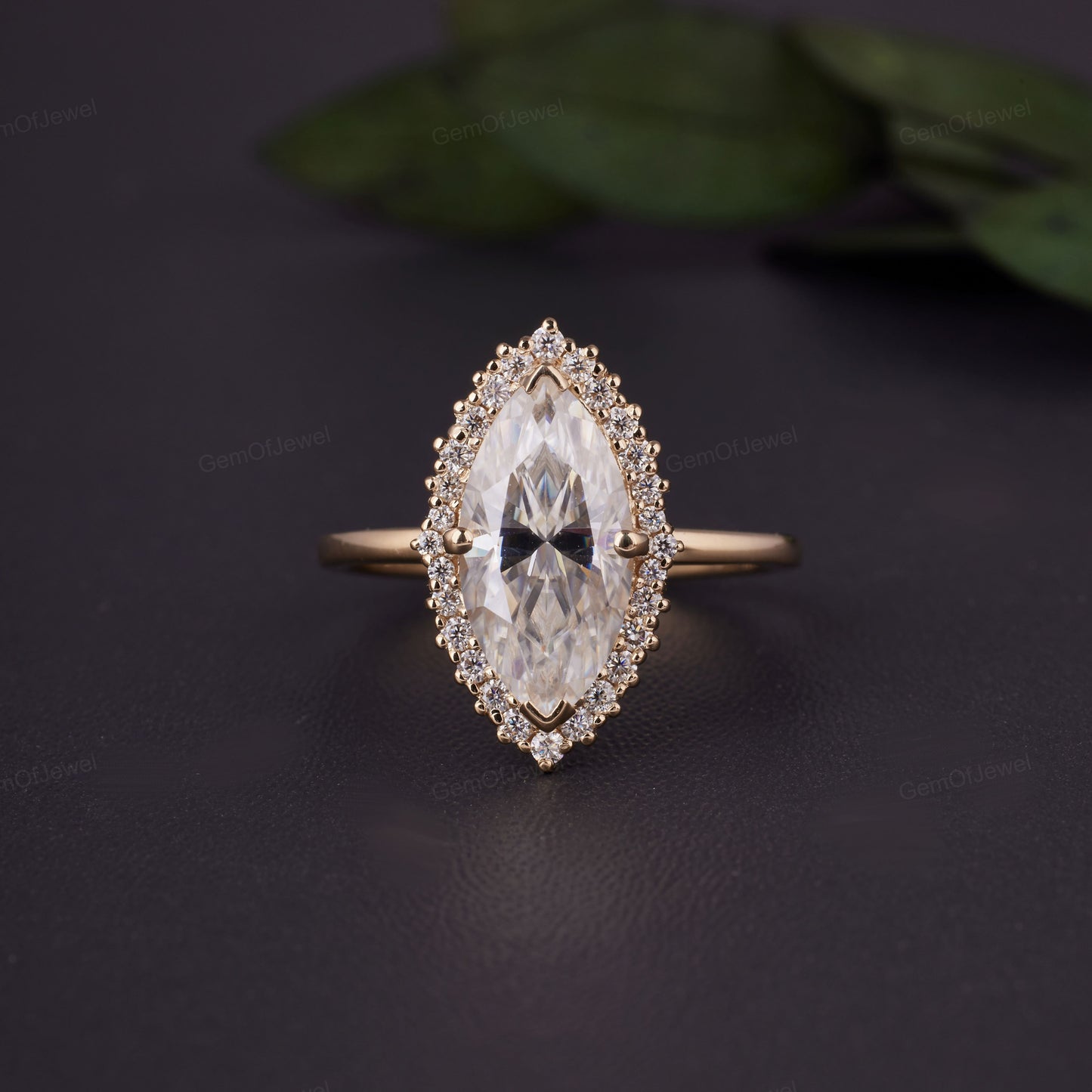 1ct Marquise Moissanite Engagement Ring, Cluster Halo Marquise Moissanite Diamond Engagement Ring, Flower Halo Ring For Her, Moissanite Ring