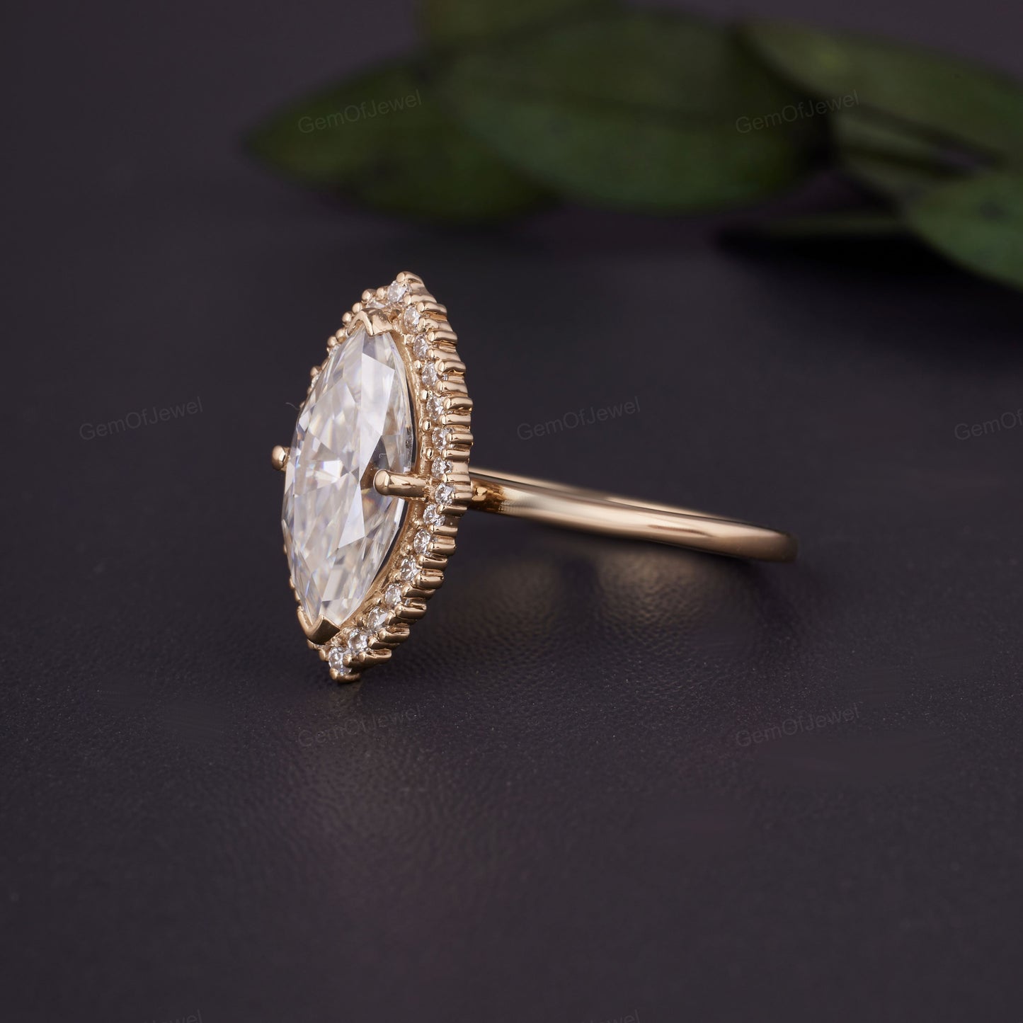 1ct Marquise Moissanite Engagement Ring, Cluster Halo Marquise Moissanite Diamond Engagement Ring, Flower Halo Ring For Her, Moissanite Ring