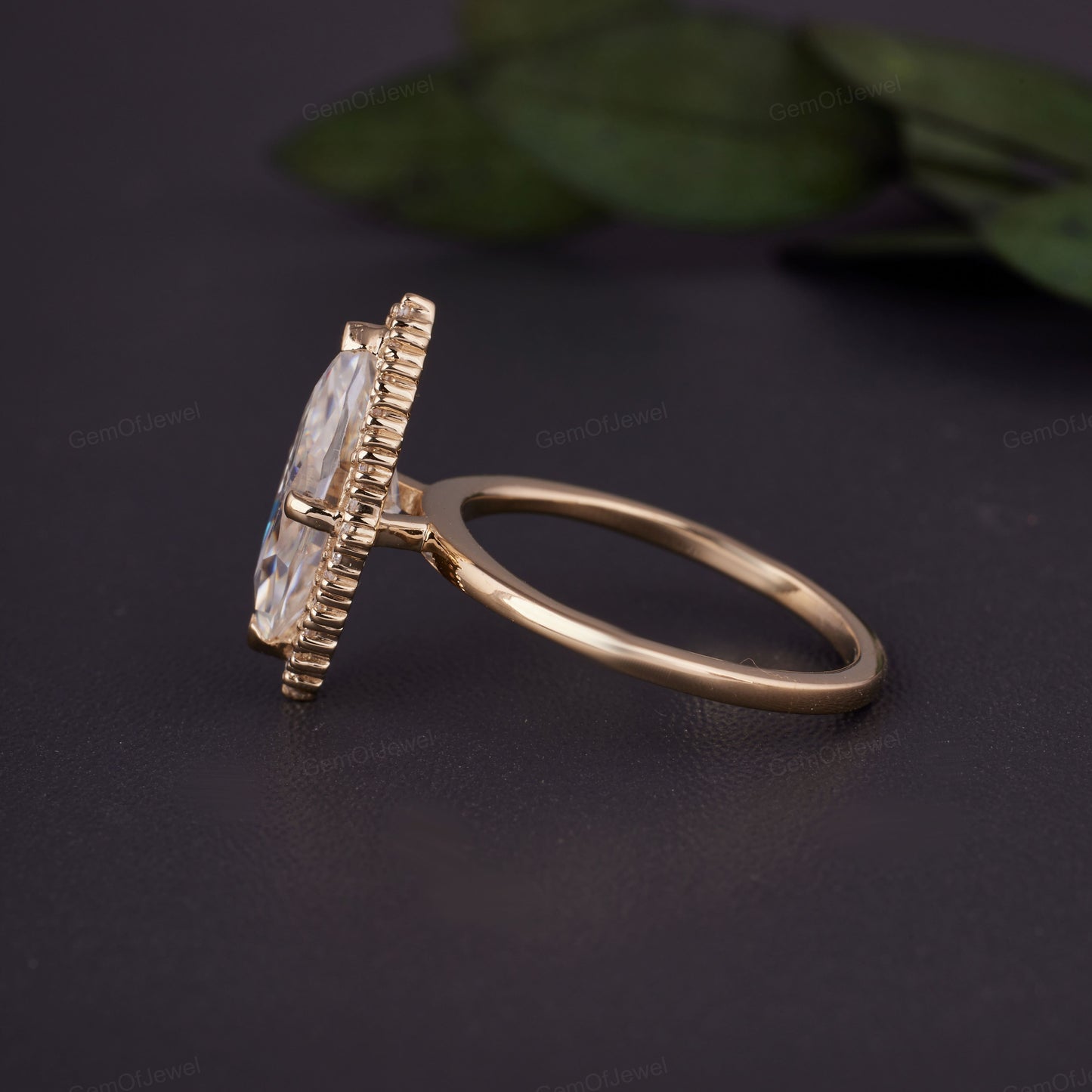 1ct Marquise Moissanite Engagement Ring, Cluster Halo Marquise Moissanite Diamond Engagement Ring, Flower Halo Ring For Her, Moissanite Ring