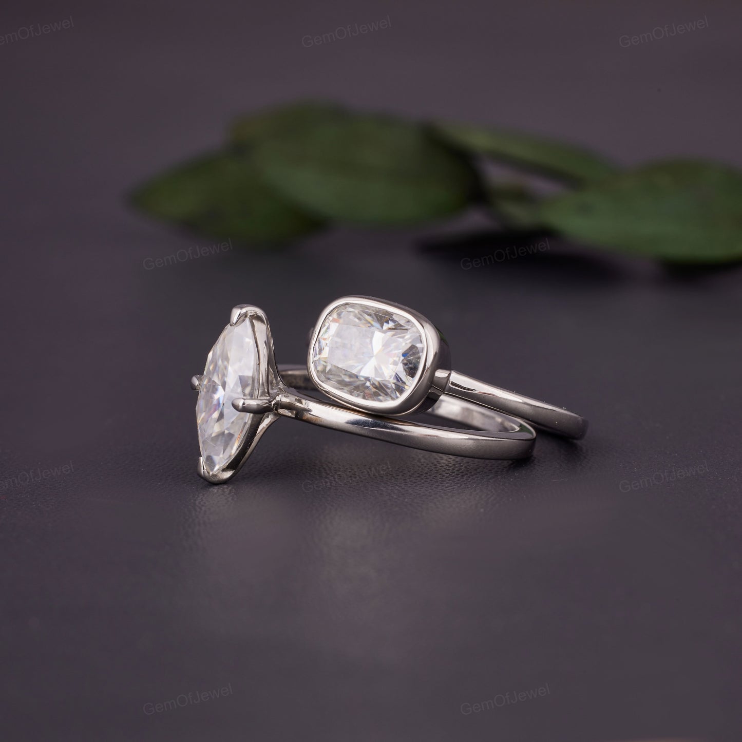 1.75 CT Elongate Cushion Cut Colorless Solitaire Moissanite Ring, East to West Set, Solitaire Engagement Ring, Bezel Set, Anniversary Gift