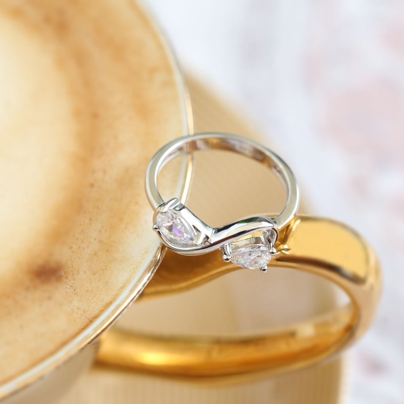 Pear Infinity Shape Pear Moissanite Diamond Engagement Ring For Her, 1.5 CT Pear Diamond Promise Ring For Her