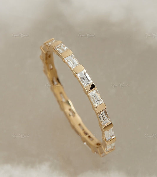 Baguette Diamond Band Moissanite Diamond Band Full Eternity Moissanite Diamond Band For Her, Wedding band For Her, Baguette Moissanite Band