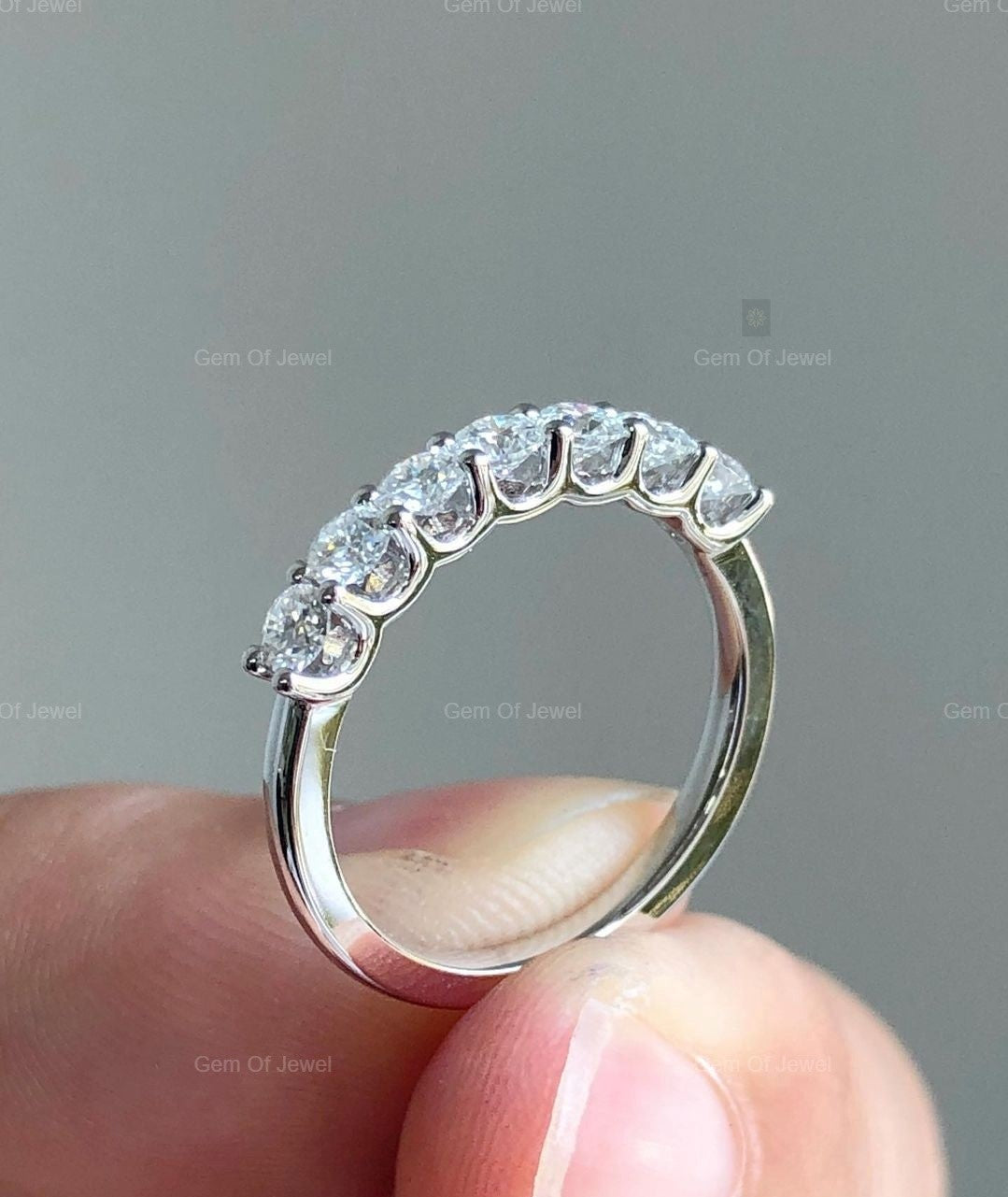 Round Moissanite Diamond Wedding Matching Band For Her, Round Diamond Band, Moissanite Diamond Matching Band For Ring For Her, Wedding Band