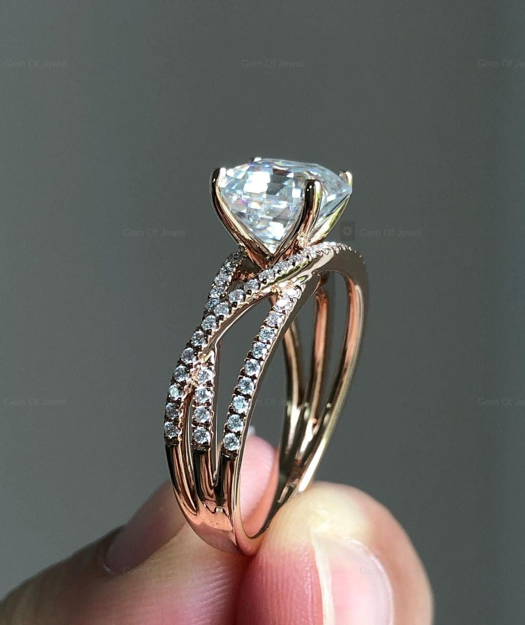 Ascher Cut Moissanite Diamond, Ascher Diamond Moissanite Diamond Ring For Her, Unique Style Ascher Cut Diamond Ring, Ascher Cut Diamond Ring