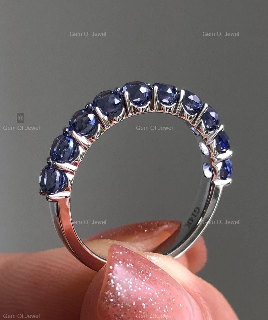 Tanzanite Diamond Round Ring, Tanzanite Gemstone Diamond Matching Band ,Tanzanite Lab Diamond Matching Band For Ring, Round Diamond Band