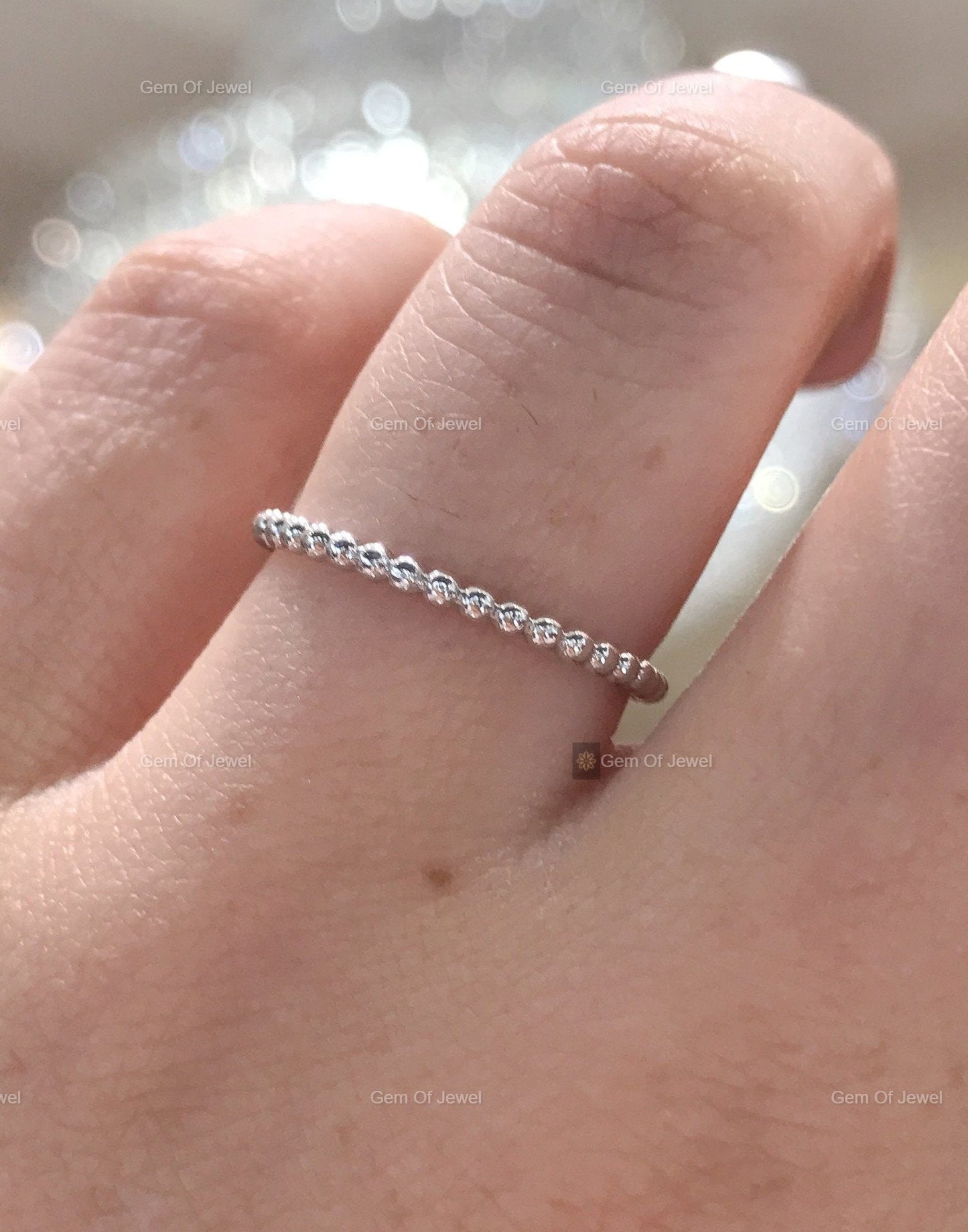 Plain Solid Beads Wedding Band, Stackable Band Simple Matching Matching Band, Bead Solid Gold Band For Her, Matching Beads Wedding Band