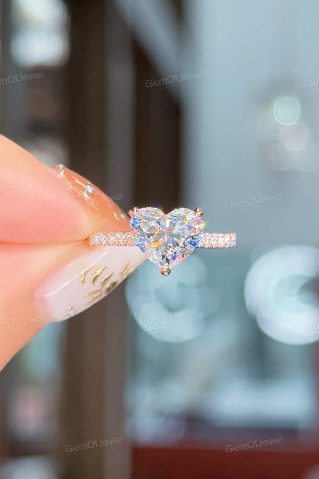Heart Diamond 2CT Moissanite Engagement Ring With Hidden Halo With Round Moissanite Diamonds Pave, Heart Shape Moissanite Diamond Ring Gift