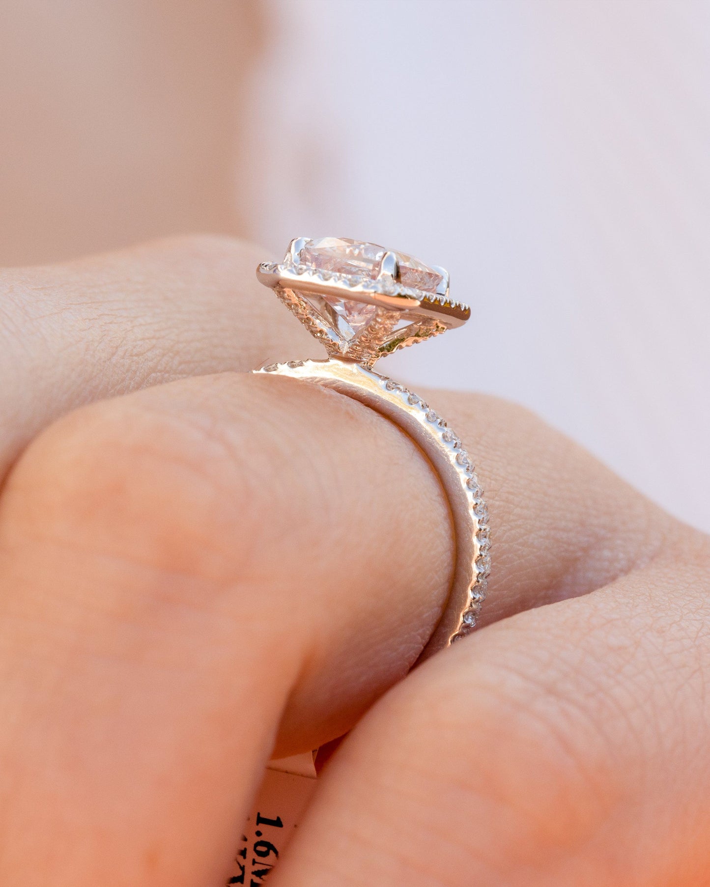 Radiant Cut Morganite Diamond Halo Ring, Morganite Diamond Ring, Radiant Cut Morganite Diamond Engagement Ring For Her, Pink Morganite Ring