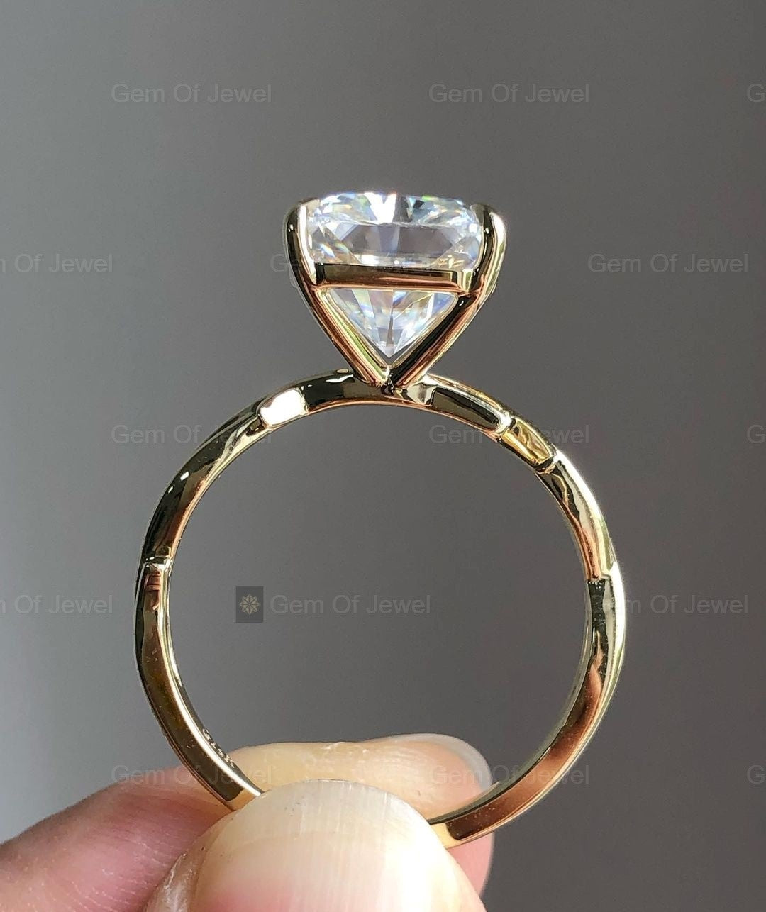 Radiant Cut Moissanite Diamond Floral Leaf Band, Solitaire Radiant Moissanite Diamond Solid Gold Ring Gift For Her, Radiant Engagement Ring