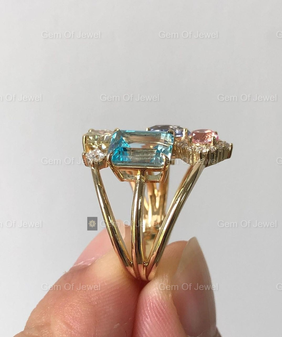 Cluster Art Deco Lab Diamond Ring, Unique Art Deco Lab Diamond Ring, Multi Shape Diamond Cluster Art Deco Diamond Ring, Lab Simulated Ring