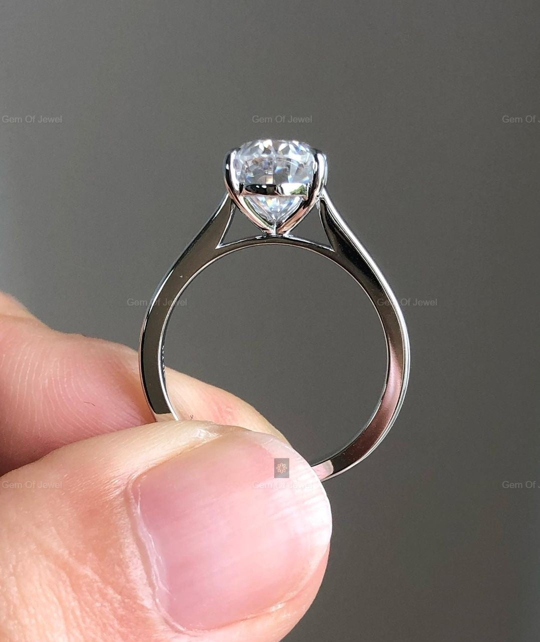 2CT Oval Moissanite Diamond Ring, Oval Solitaire Diamond Ring Moissanite Diamond, Solid Gold Oval Diamond Engagement Ring For Her, Oval Ring