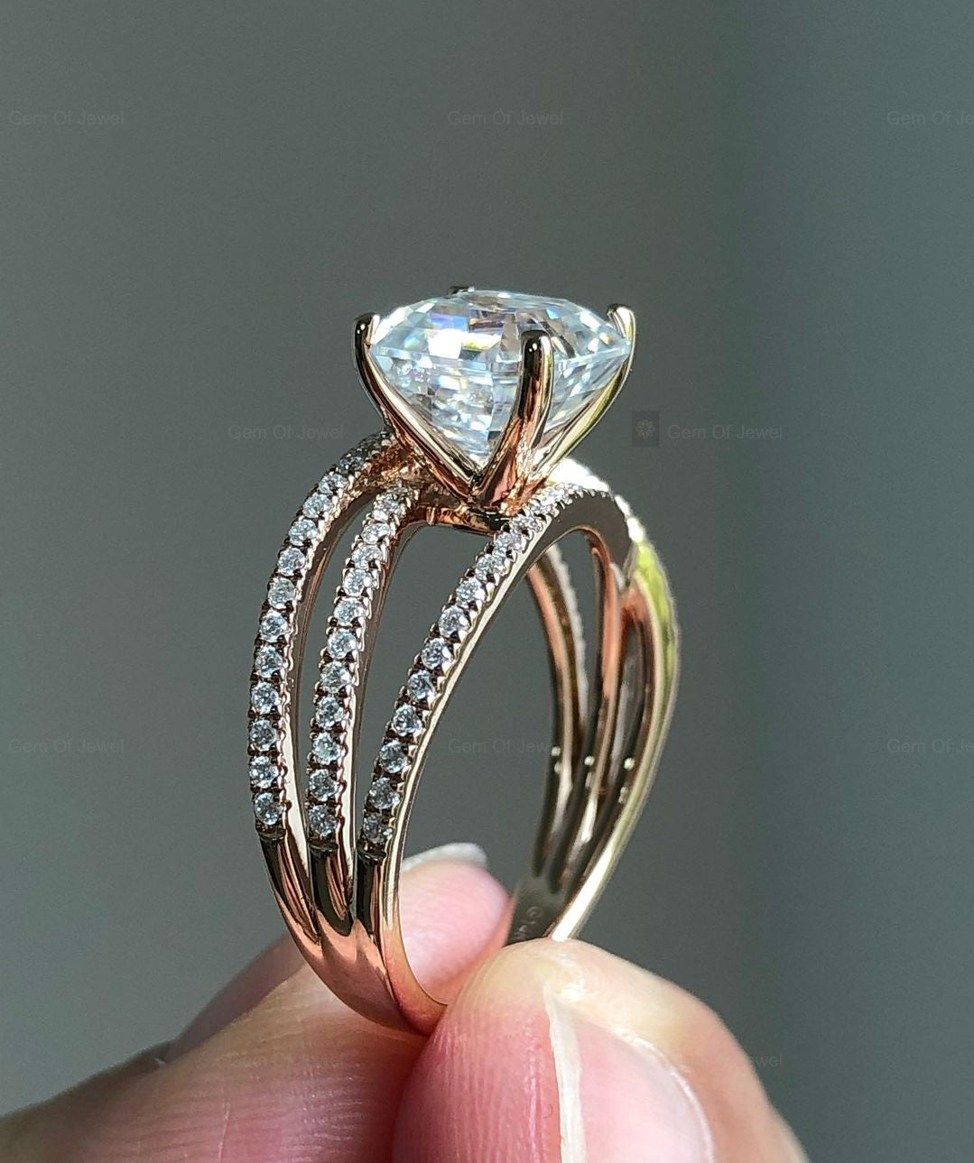 Ascher Cut Moissanite Diamond, Ascher Diamond Moissanite Diamond Ring For Her, Unique Style Ascher Cut Diamond Ring, Ascher Cut Diamond Ring
