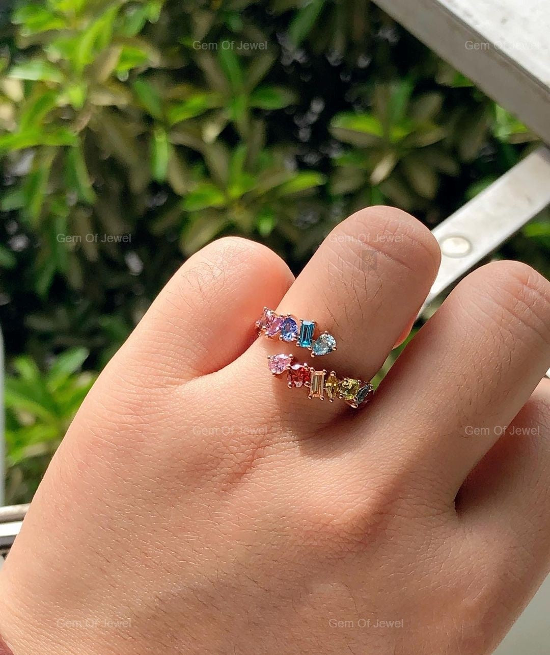 Rainbow Diamond Wedding Ring, Multi Shape Lab Diamond Rainbow Color Diamond Ring, Multi Color Diamond Wedding Ring For Her, Rainbow Ring