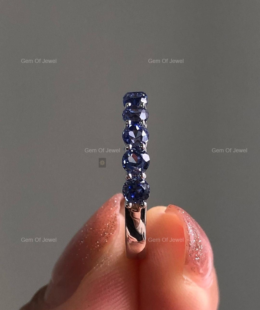 Tanzanite Diamond Round Ring, Tanzanite Gemstone Diamond Matching Band ,Tanzanite Lab Diamond Matching Band For Ring, Round Diamond Band