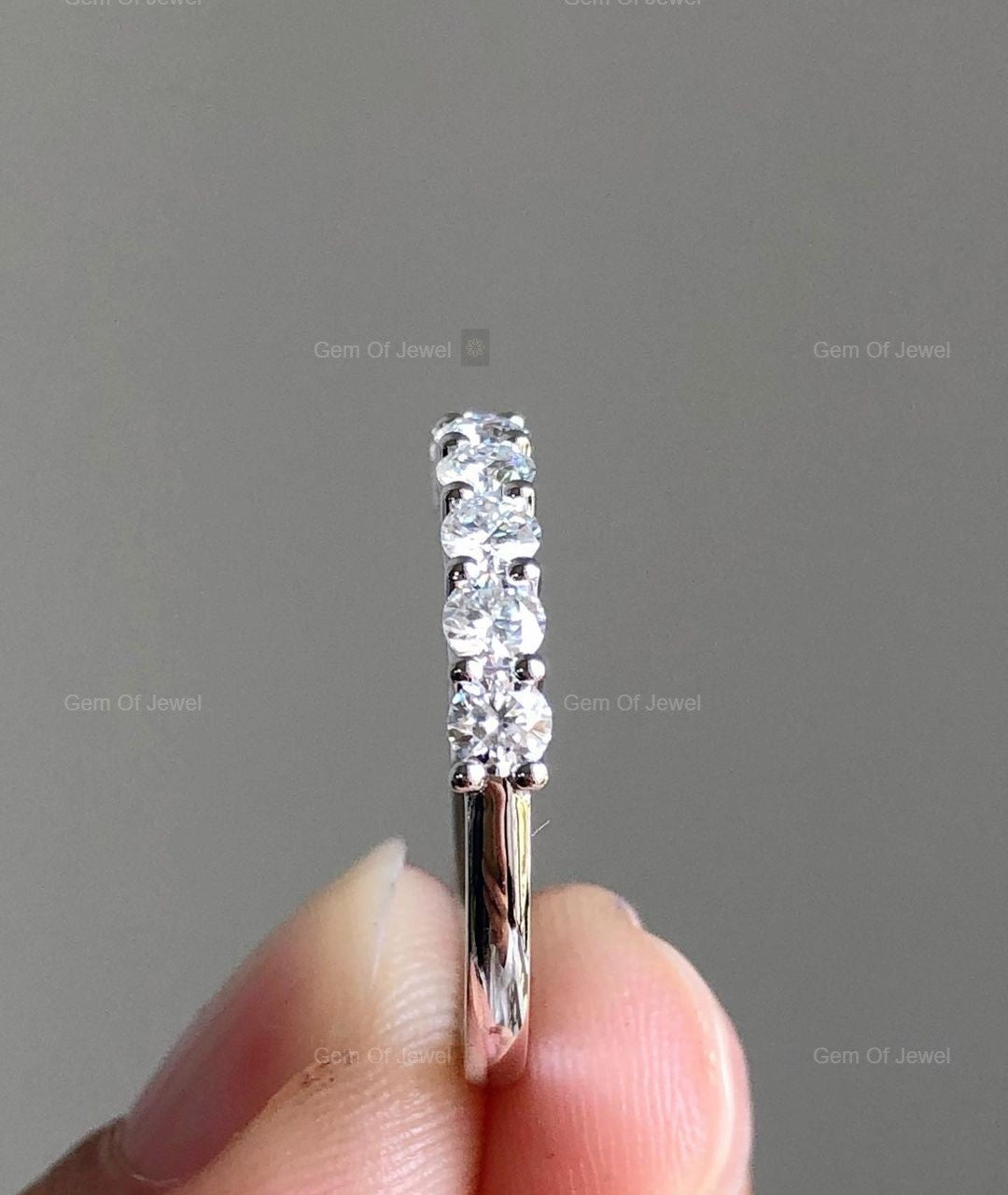 Round Moissanite Diamond Wedding Matching Band For Her, Round Diamond Band, Moissanite Diamond Matching Band For Ring For Her, Wedding Band