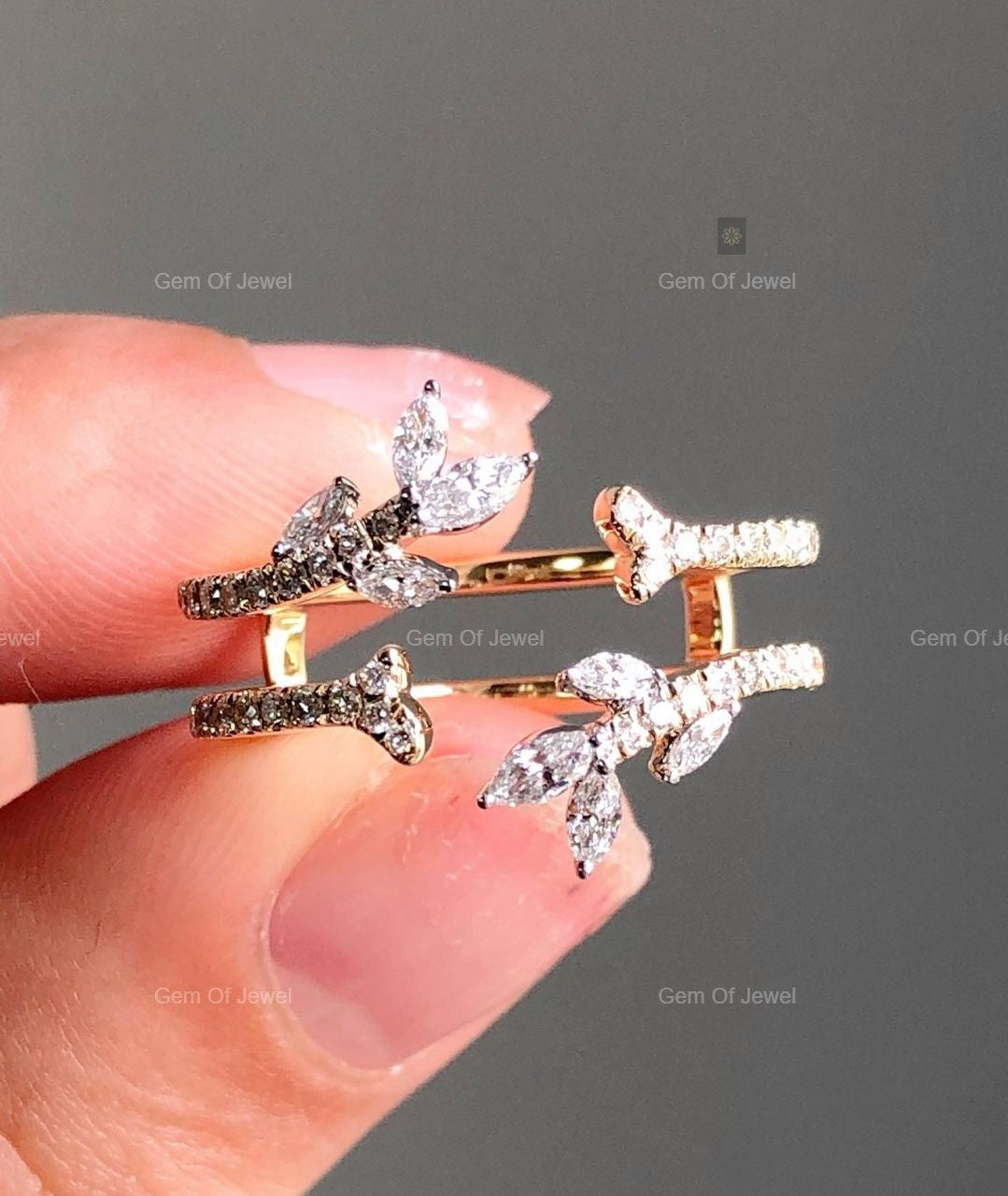 Ring Enhancer For Ring, Matching Wedding Band For Ring, Ring Enhancer For Ring, Fancy Unique Band For Her, Moissanite Diamond Enhancer