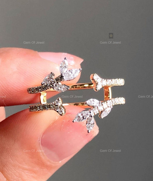 Ring Enhancer For Ring, Matching Wedding Band For Ring, Ring Enhancer For Ring, Fancy Unique Band For Her, Moissanite Diamond Enhancer