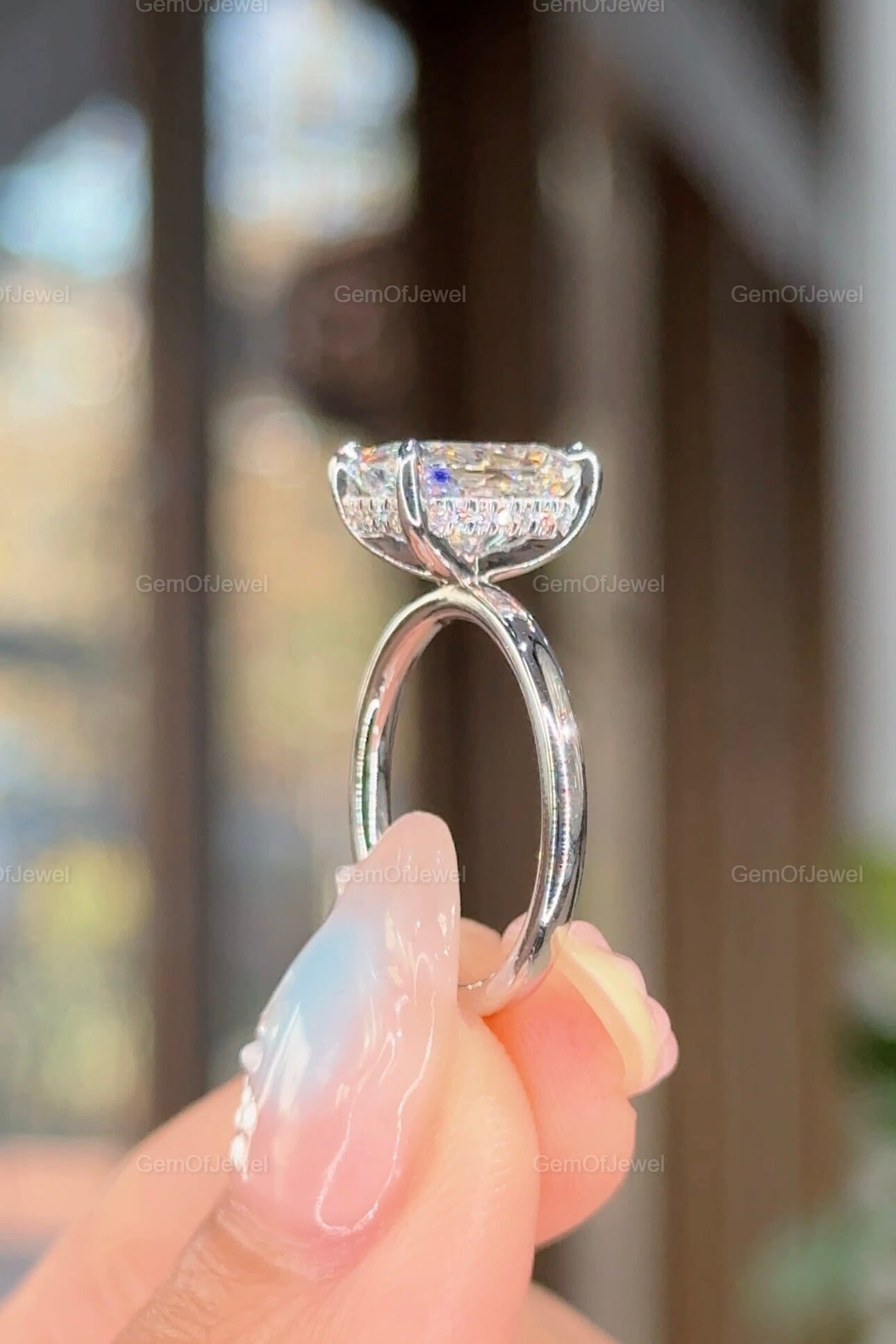 3Ct Cushion Hidden Halo Elongated Cushion Moissanite Diamond Engagement Ring, 3CT Cushion Moissanite Diamond Ring, 3CT Cushion Diamond Ring