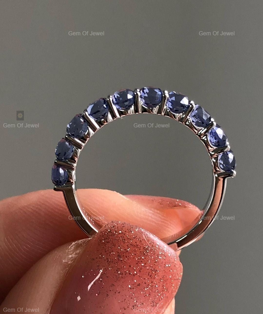 Tanzanite Diamond Round Ring, Tanzanite Gemstone Diamond Matching Band ,Tanzanite Lab Diamond Matching Band For Ring, Round Diamond Band