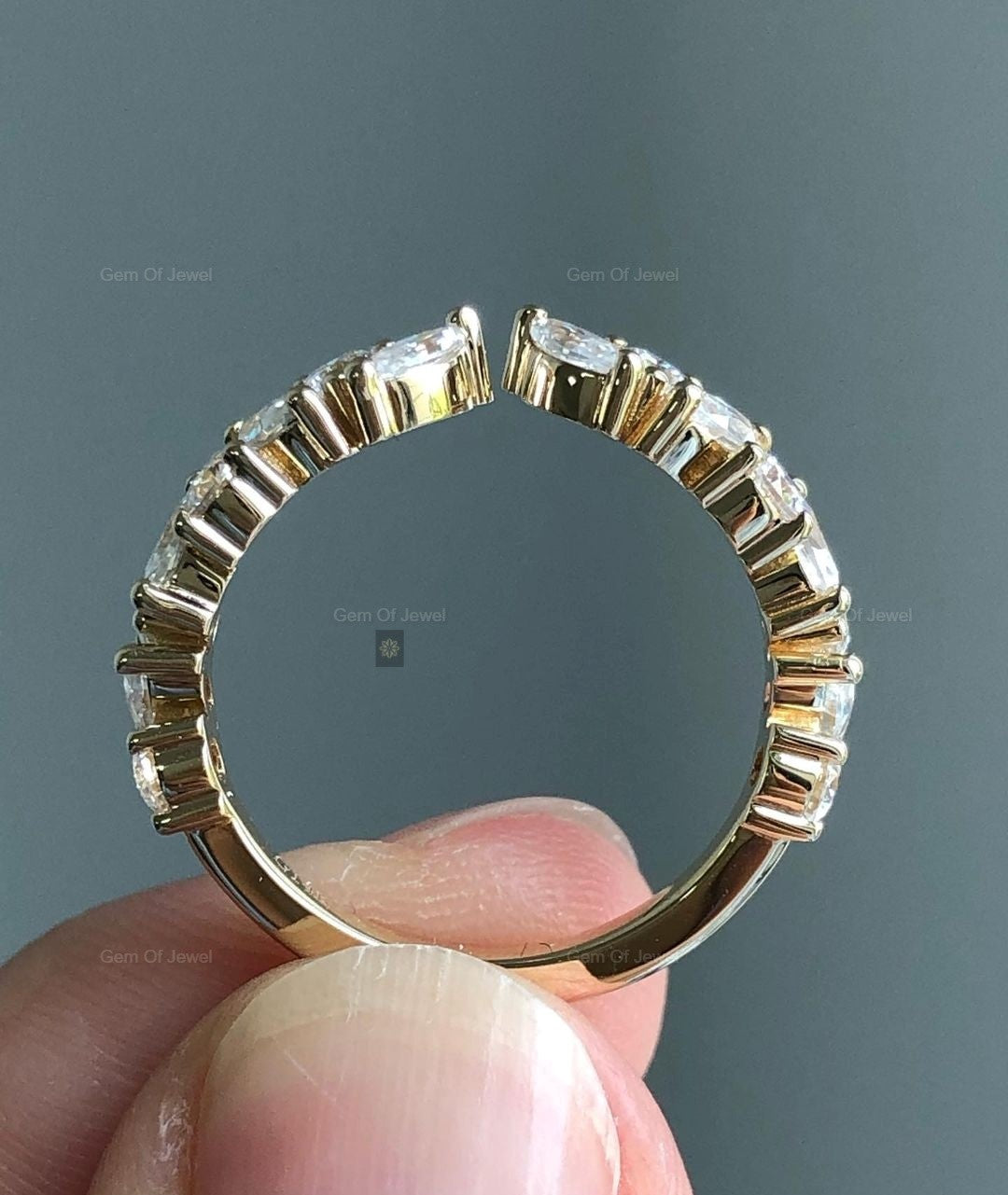 Marquise Moissanite Diamond Band With Round Moissanite Diamond Band For Her, Matching Wedding band For Her , Wedding Band, Marquise Ring