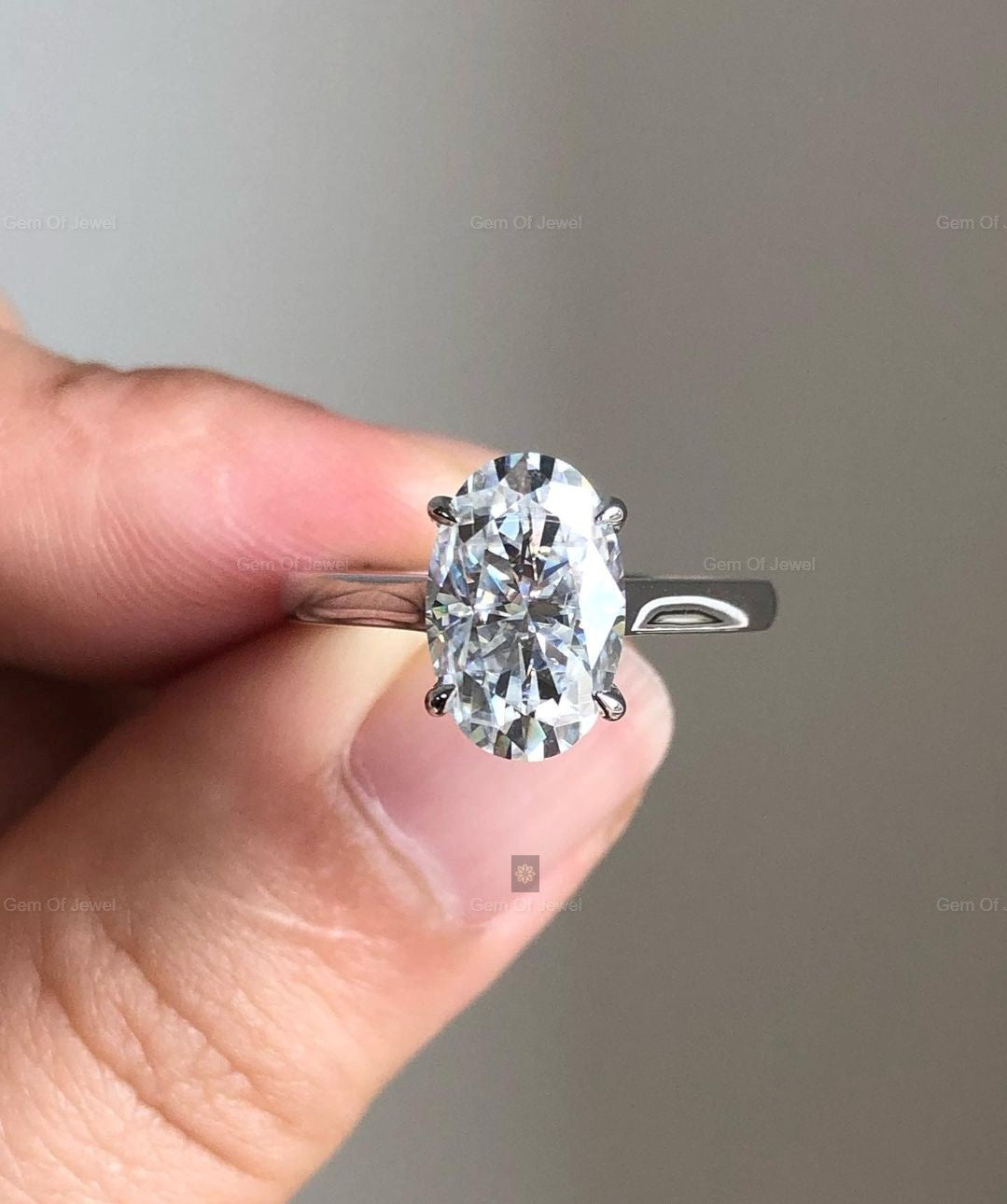 2CT Oval Moissanite Diamond Ring, Oval Solitaire Diamond Ring Moissanite Diamond, Solid Gold Oval Diamond Engagement Ring For Her, Oval Ring