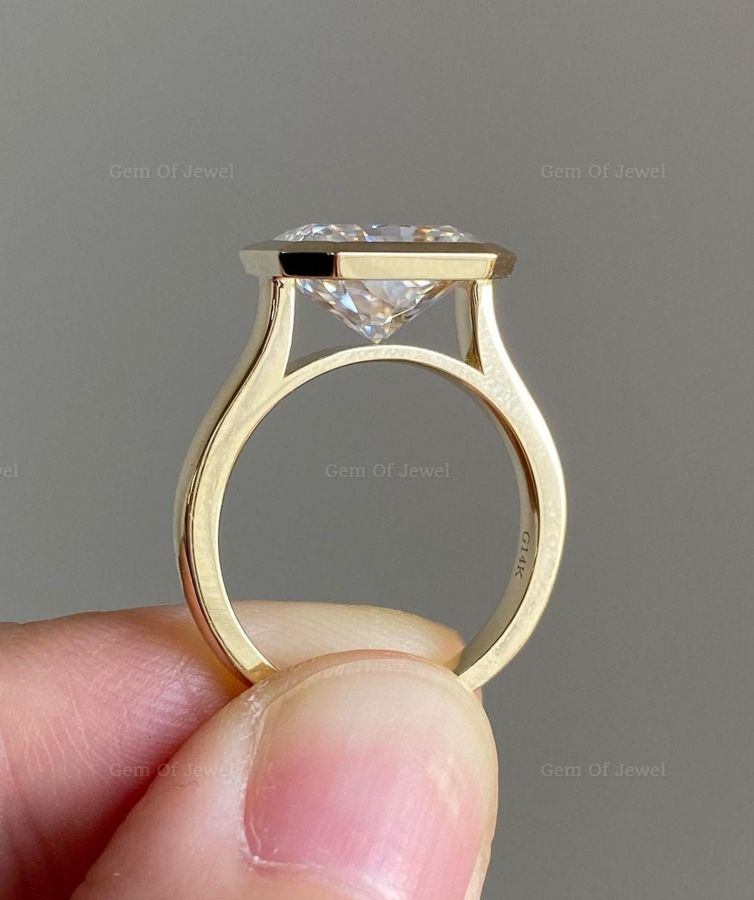 Radiant Cut Moissanite Bezel Set Solitaire ring Moissanite Diamond Gold Ring, Radiant Moissanite Diamond Ring, Bezel Set Ring, Radiant Ring
