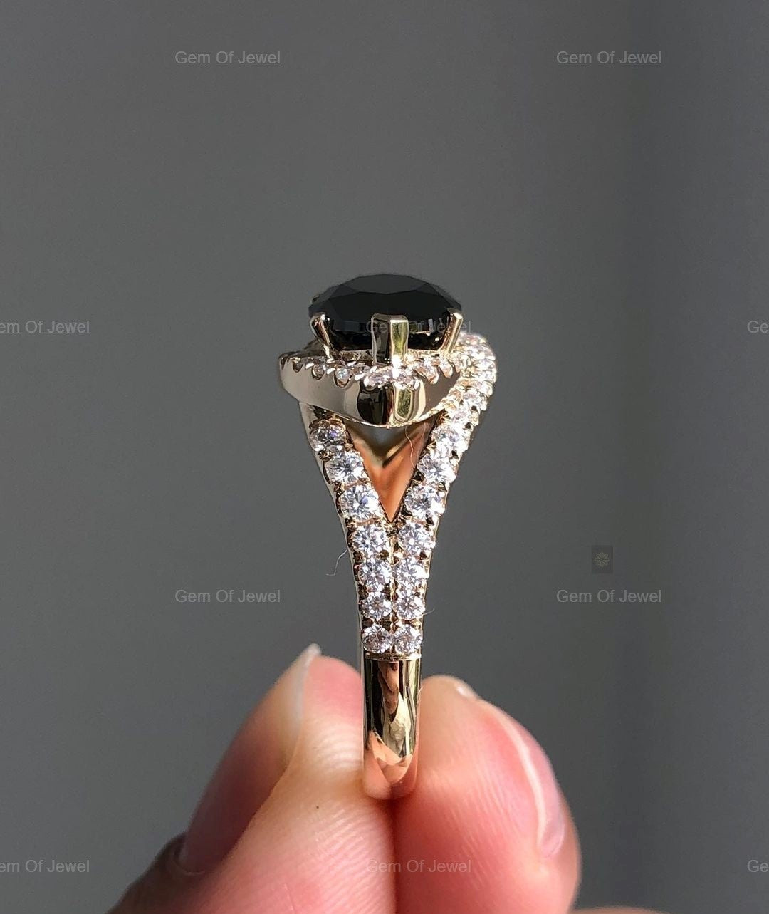Black Moissanite Diamond Marquise Black Moissanite Diamond Ring, Black Color Diamond Ring, Black Moissanite Engagement Ring For Her