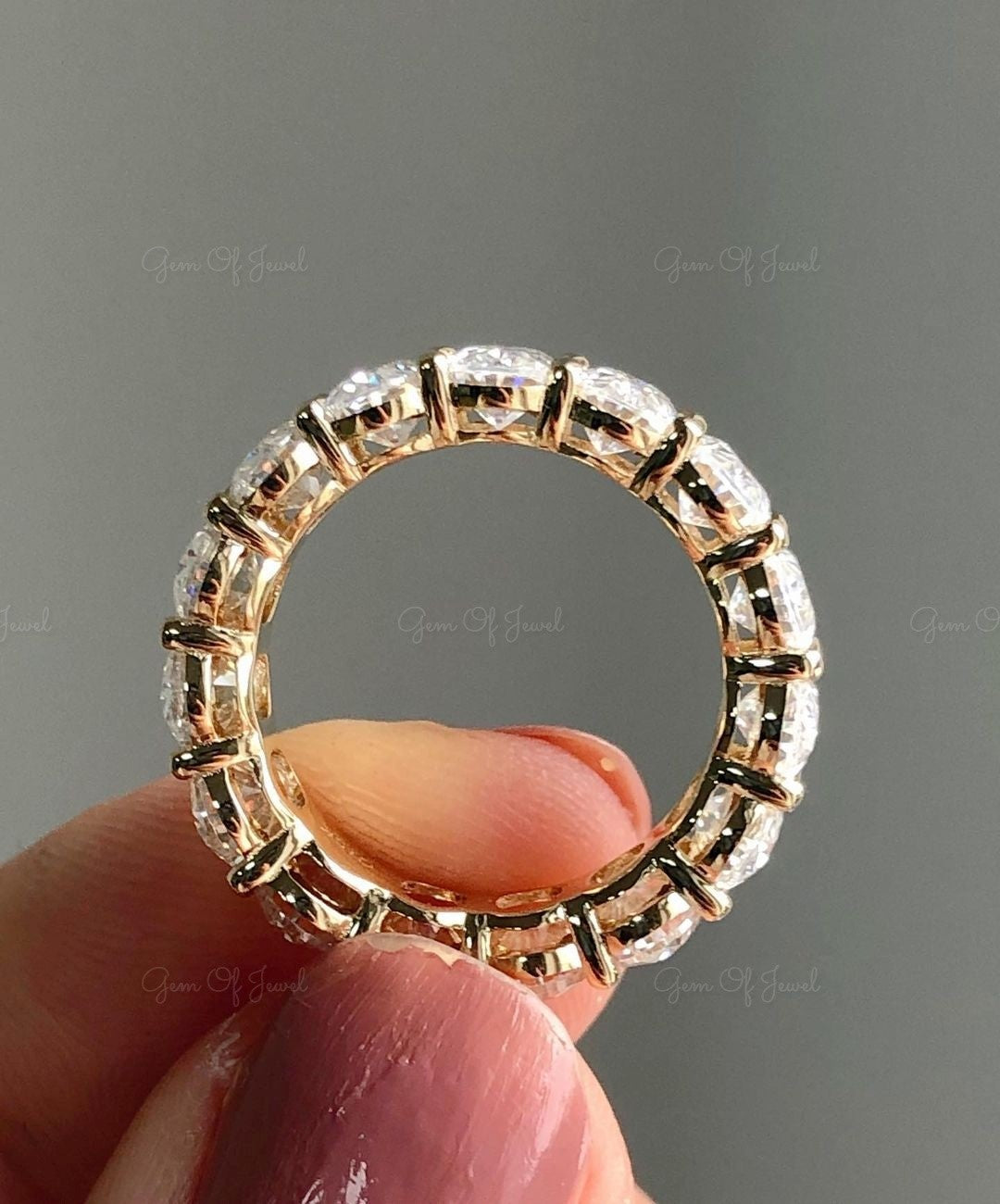 Oval Moissanite Diamond Wedding Ring, Oval Moissanite Full Eternity Band, Oval Diamond Eternity Band For Her, Oval Moissanite Diamond Ring