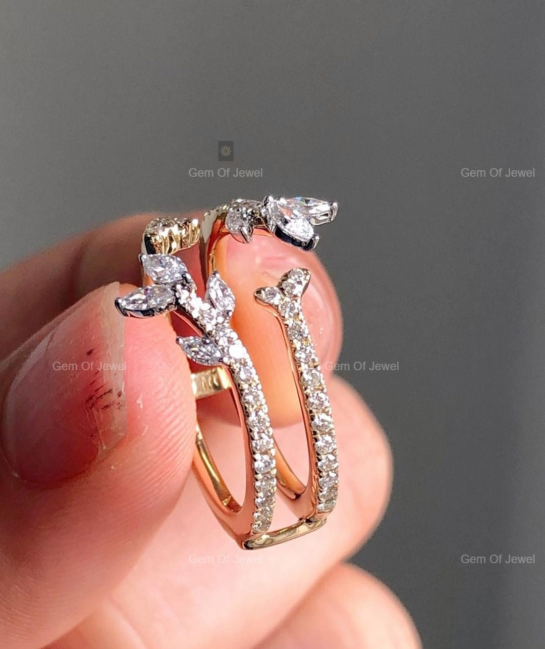 Ring Enhancer For Ring, Matching Wedding Band For Ring, Ring Enhancer For Ring, Fancy Unique Band For Her, Moissanite Diamond Enhancer