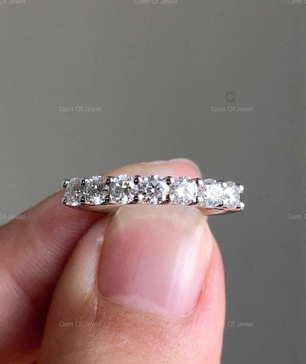 Round Moissanite Diamond Wedding Matching Band For Her, Round Diamond Band, Moissanite Diamond Matching Band For Ring For Her, Wedding Band