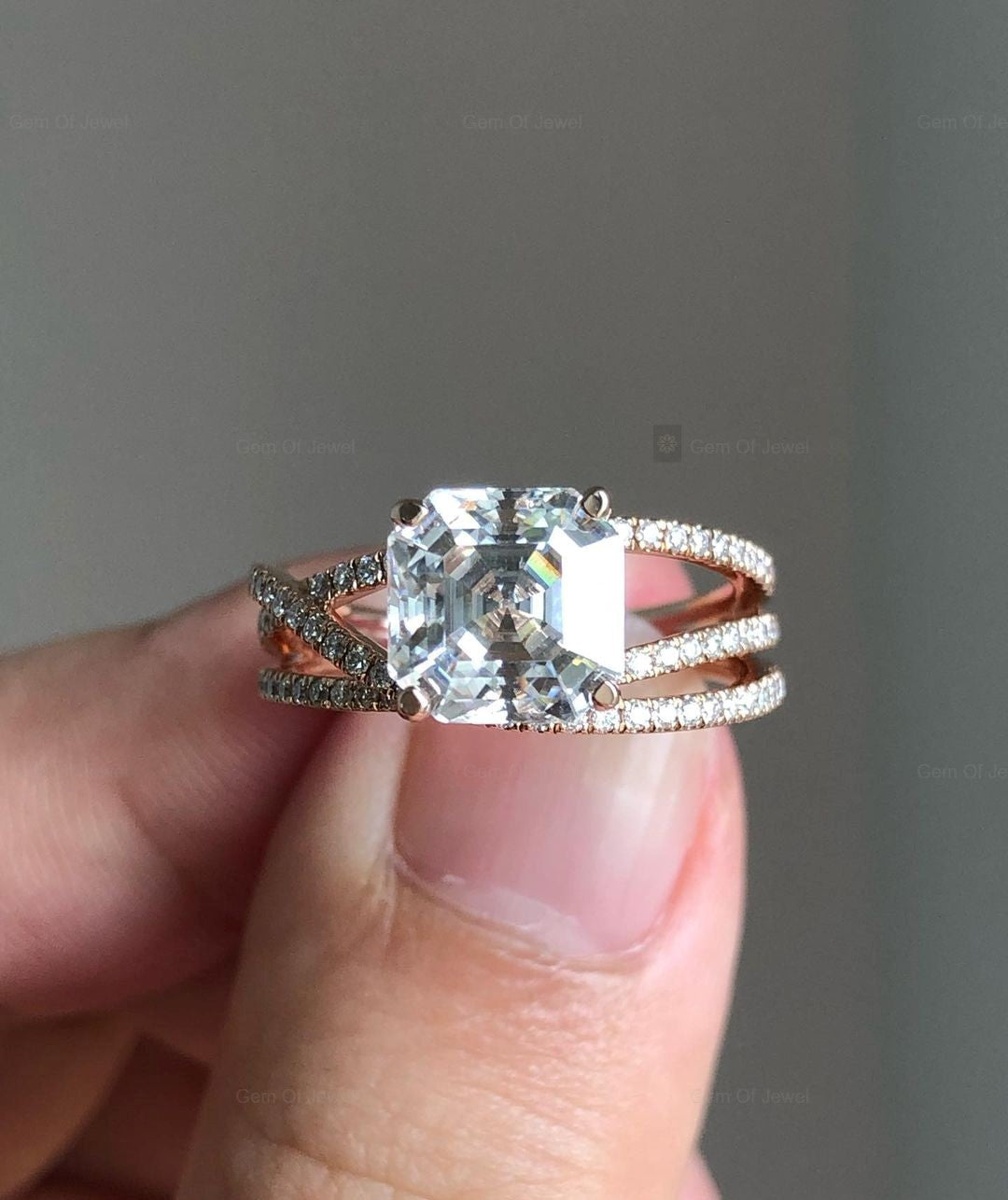 Ascher Cut Moissanite Diamond, Ascher Diamond Moissanite Diamond Ring For Her, Unique Style Ascher Cut Diamond Ring, Ascher Cut Diamond Ring