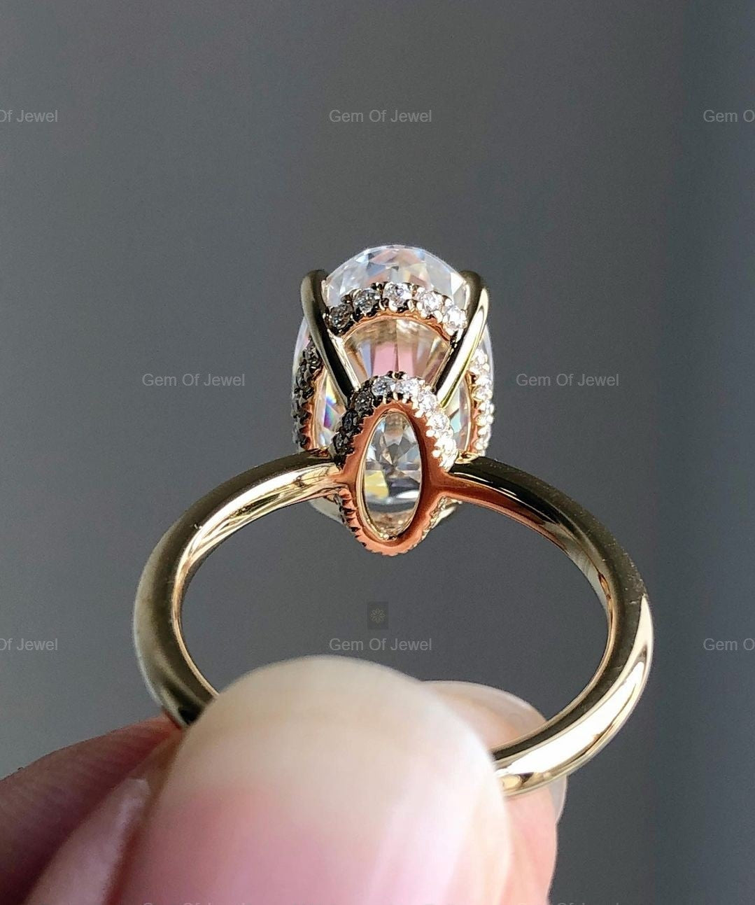 4CT Oval Moissanite Diamond Double Halo Engagement Ring, Oval Moissanite Engagement Ring For Her, 4CT Oval Moissanite Diamond Ring For Her