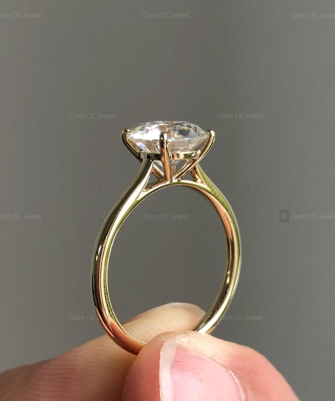 1CT Round Moissanite Diamond Engagement Ring, Solitaire Round Ring, Cathedral Setting Round Moissanite Diamond Engagement Ring Gift For Her