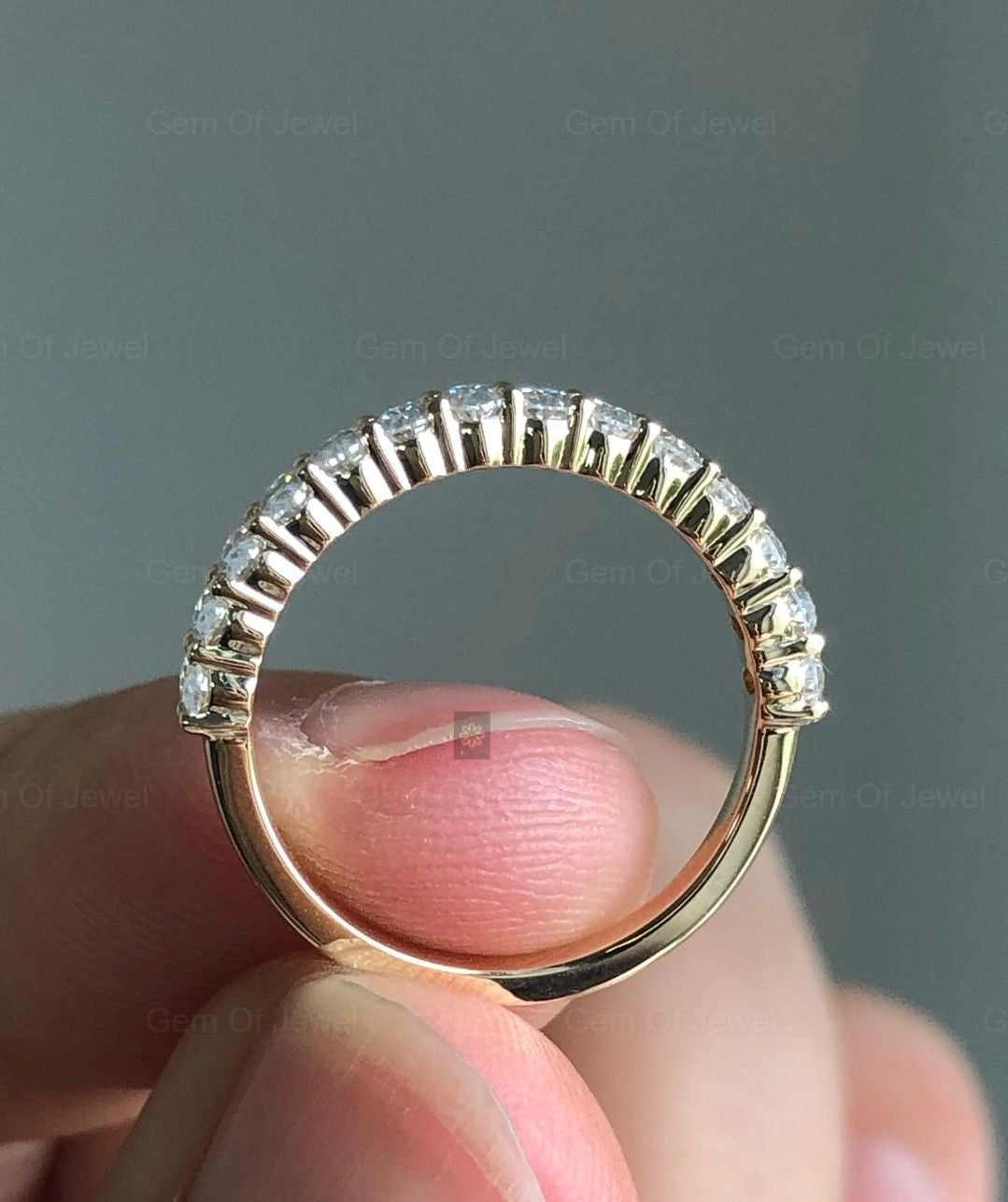 Oval Moissanite Diamond Wedding Matching Band, Oval Cut Moissanite Half Eternity Band, Oval Diamond Matching Band For Her, Oval Diamond Ring