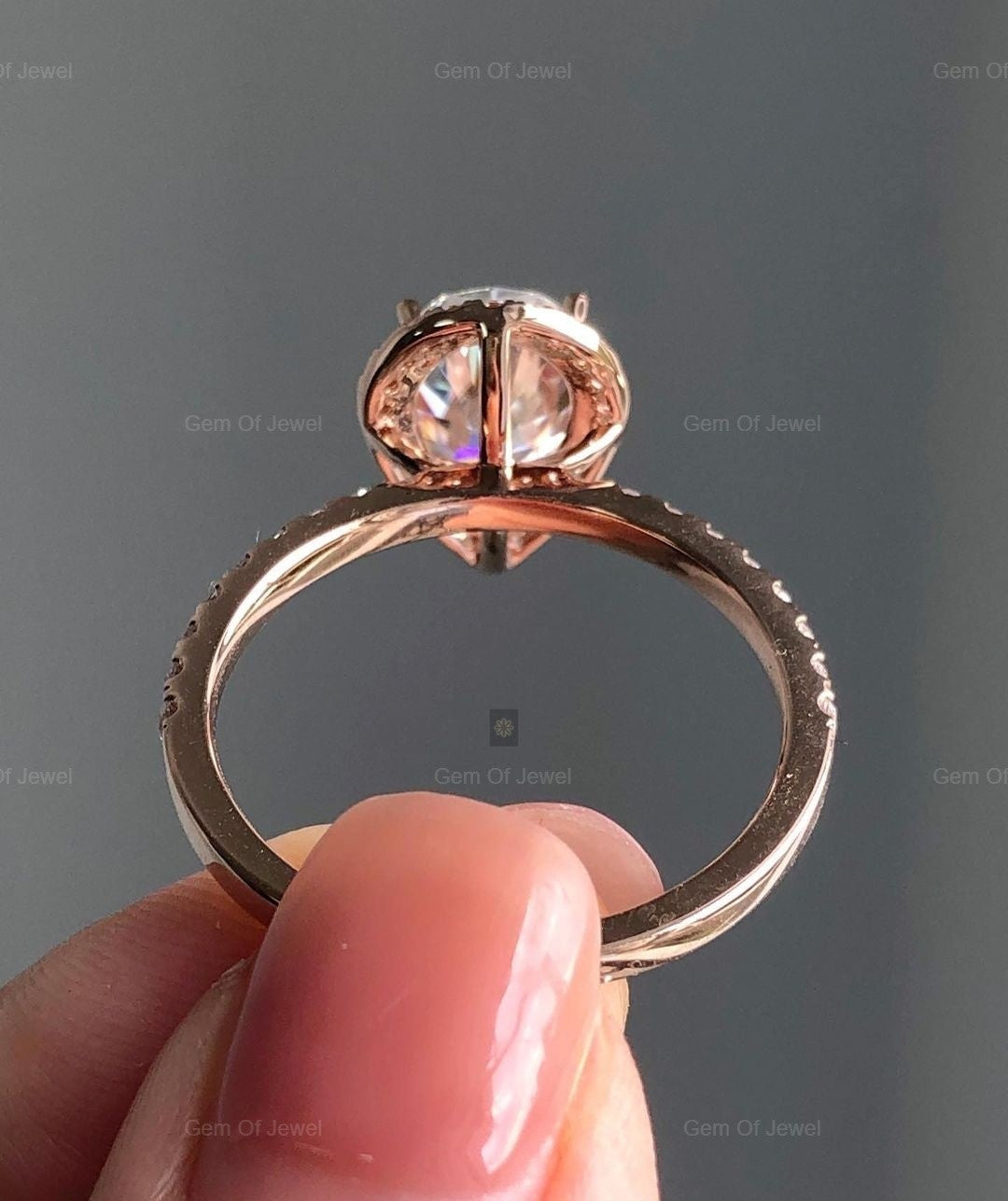 1CT Pear Moissanite Diamond Engagement Ring With Halo, Pear Moissanite Diamond Engagement Ring, Pear Diamond Ring For Her, Pear Halo Ring