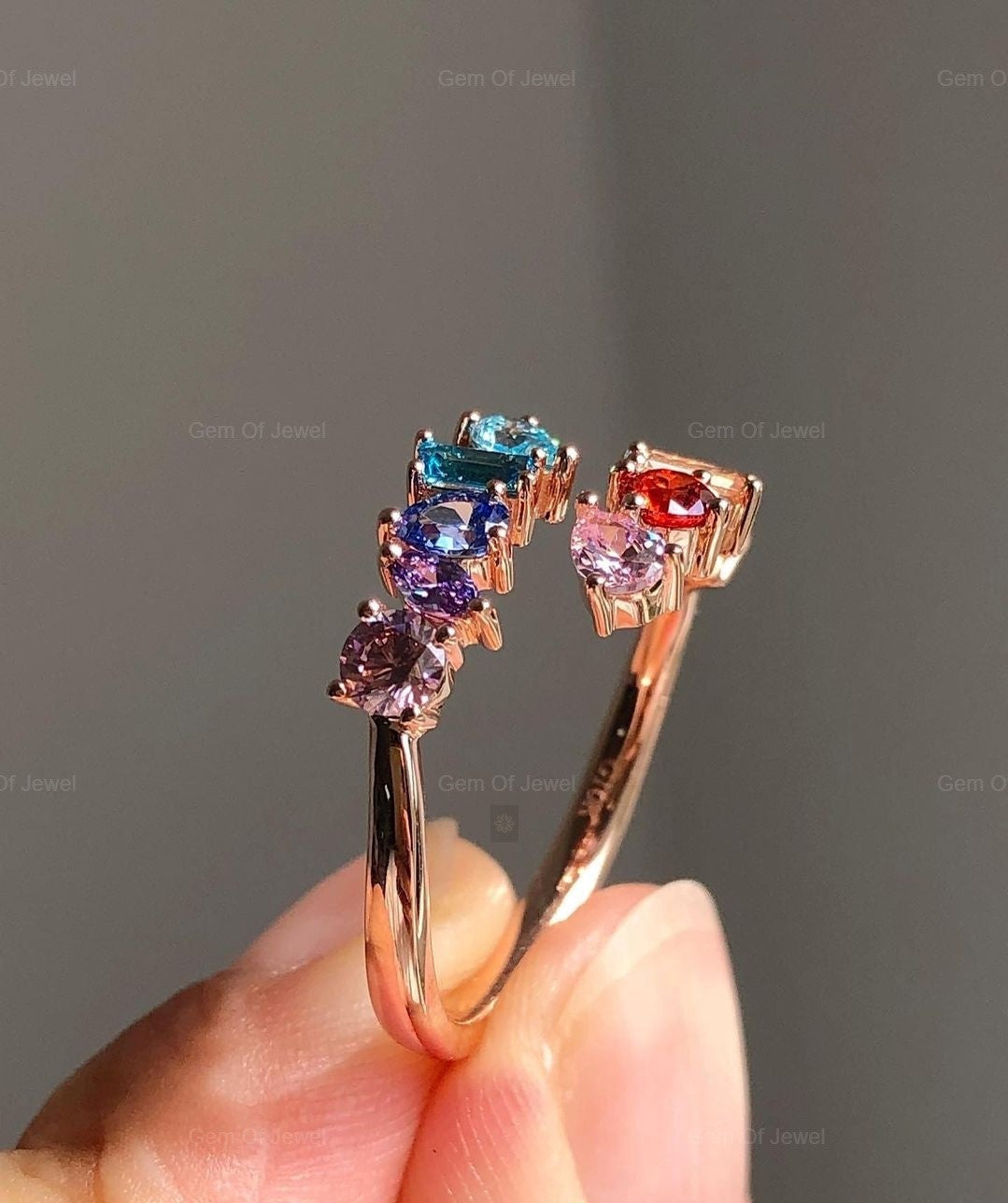 Rainbow Diamond Wedding Ring, Multi Shape Lab Diamond Rainbow Color Diamond Ring, Multi Color Diamond Wedding Ring For Her, Rainbow Ring
