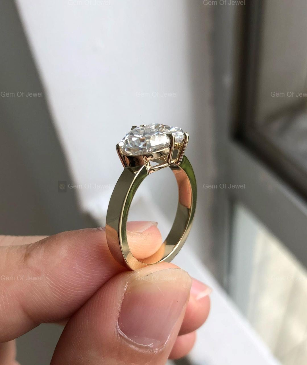 Toi et Moi Ring Pear And Heart Moissanite Diamond Ring, Two Stone Diamond Ring, Pear Toi Et Moi Ring, Heart Toi Et Moi Moissanite Ring