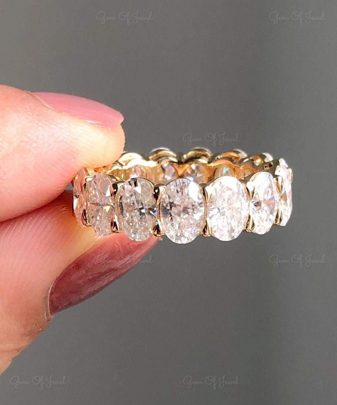 Oval Moissanite Diamond Wedding Ring, Oval Moissanite Full Eternity Band, Oval Diamond Eternity Band For Her, Oval Moissanite Diamond Ring