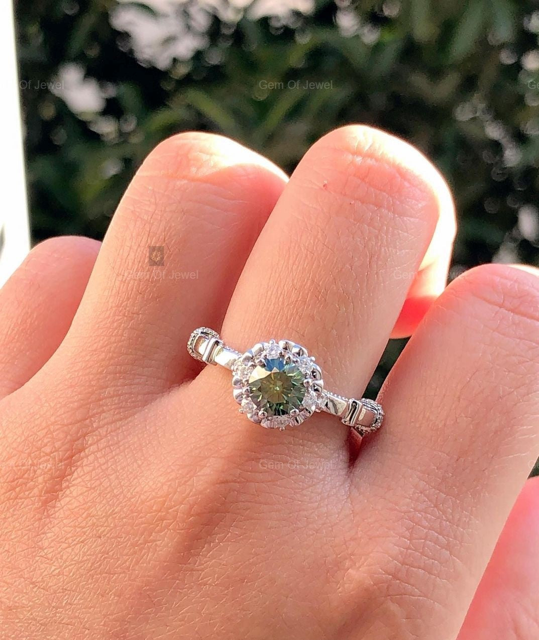 Copy of 1 CT Princess Cut Moissanite Diamond Engagement Ring With Round Moissanite Eternity Band , Engagement Ring For Her, Gift For her